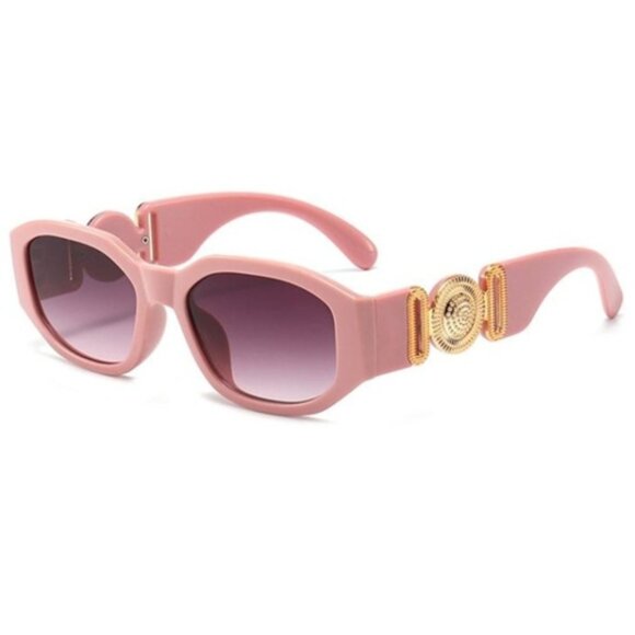 Pink Sunglasses Fashion Design Retro Gold Accents UV400 Luxury Style New - Picture 2 of 2